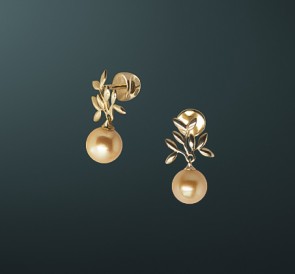 Золотые серьги с жемчугом AKOYA с-240606: белый морской жемчуг, золото 585°